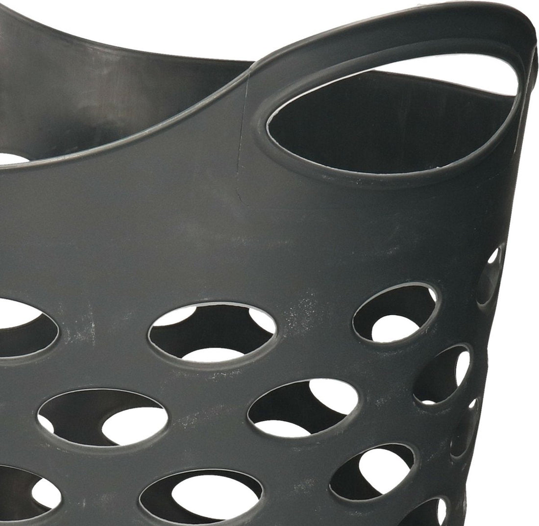 5Five Flexibler Wäschekorb/Aufbewahrungskorb - 2x - rund - dunkelgrau - 28 Liter - D38 x H38 cm