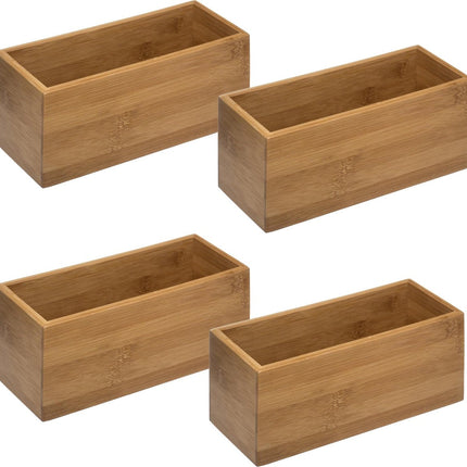 5Five - Organisateur/trieur/séparateur de tiroirs en bambou 23 x 9 x 9.5 cm - Lot de 4 pièces