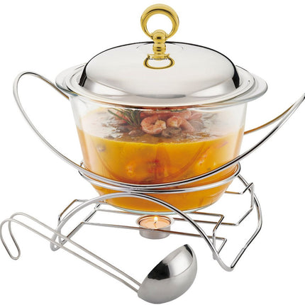 Klausberg 7920 - chauffe-plat - forme de pot - acier inoxydable / verre / 4 litres