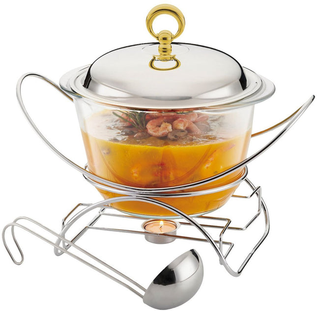 Klausberg 7920 - chauffe-plat - forme de pot - acier inoxydable / verre / 4 litres