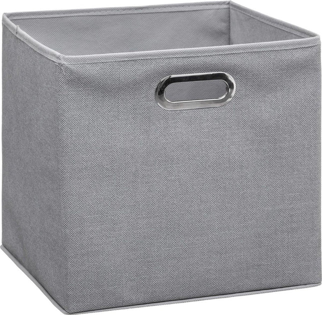 5Five Panier/Boîte de Rangement Grise - Lin - 29 litres - 31 x 31 x 31 cm - Boîte de Rangement - Paniers de Rangement pour Étagère