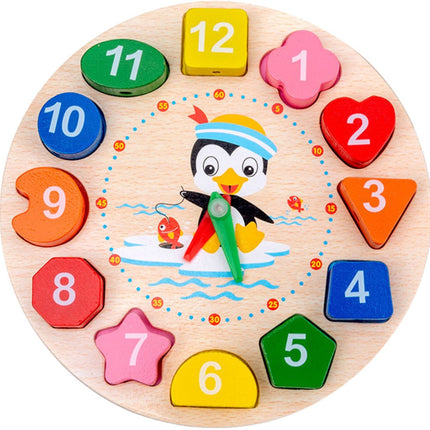 Horloge à Blocs en Bois - Jouet Éducatif - Apprendre à Lire l'Heure - Apprendre les Formes et les Couleurs - Avec Cadre et Blocs - Apprendre à Compter - Apprendre le Temps - Lire l'Heure