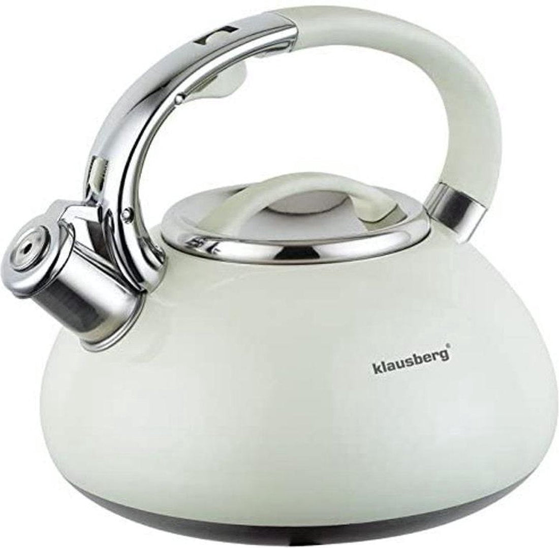 Klausberg KB-7076 Flötenkessel - 3L - Edelstahl - alle Wärmequellen - Beige