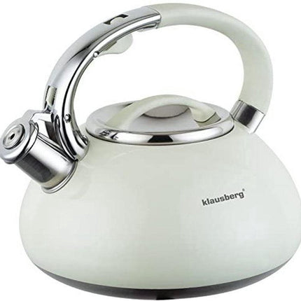 Klausberg KB-7076 bouilloire siffleuse - 3L - acier inoxydable - toutes sources de chaleur - Beige