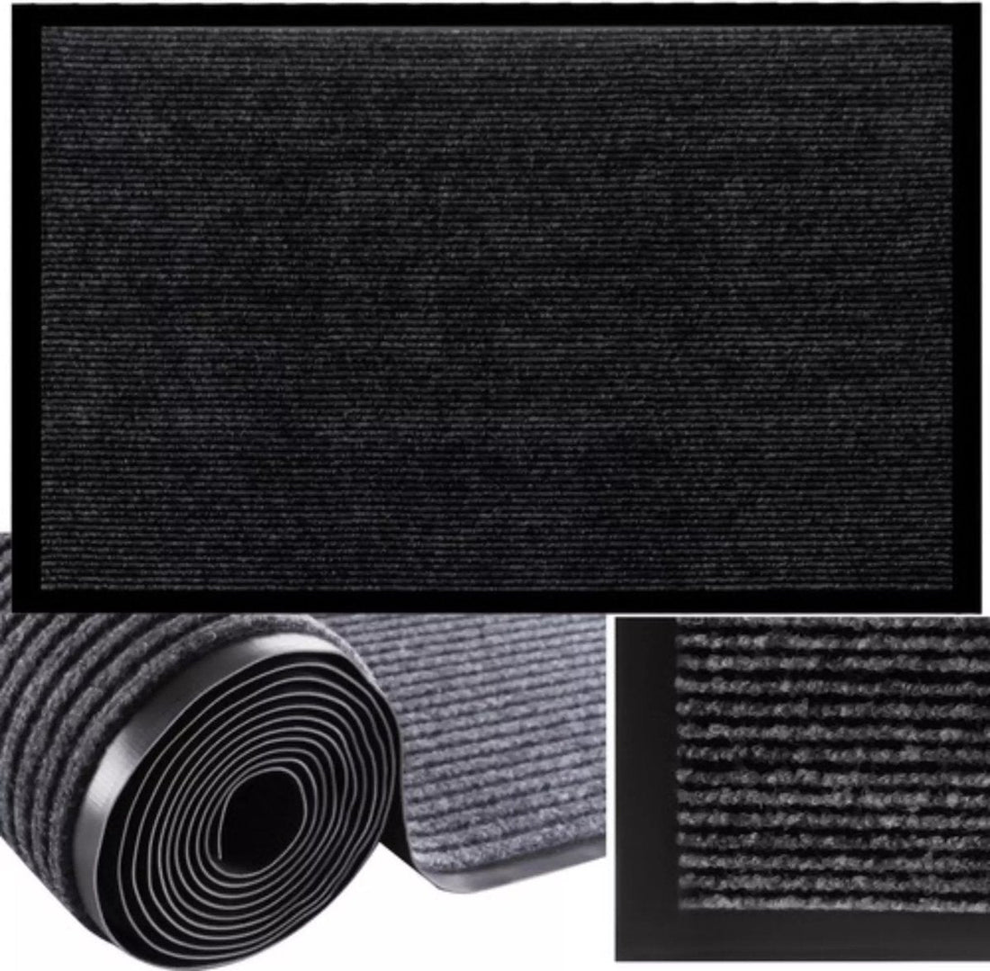 Ruhhy Fußmatte 60X90 cm – Rutschfest und Sicher – Perfekt für Innen und Außen – Grau Schwarz