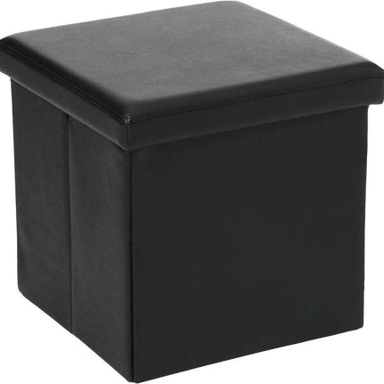 Atmosphera Pouf/Repose-pieds - boîte de rangement - noir - PVC/MDF - 38 x 38 cm - pliable