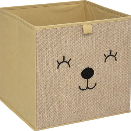 Atmosphera Panier de rangement/bac de rangement ours - pour enfants - carton/plastique - marron - 30 x 30 cm