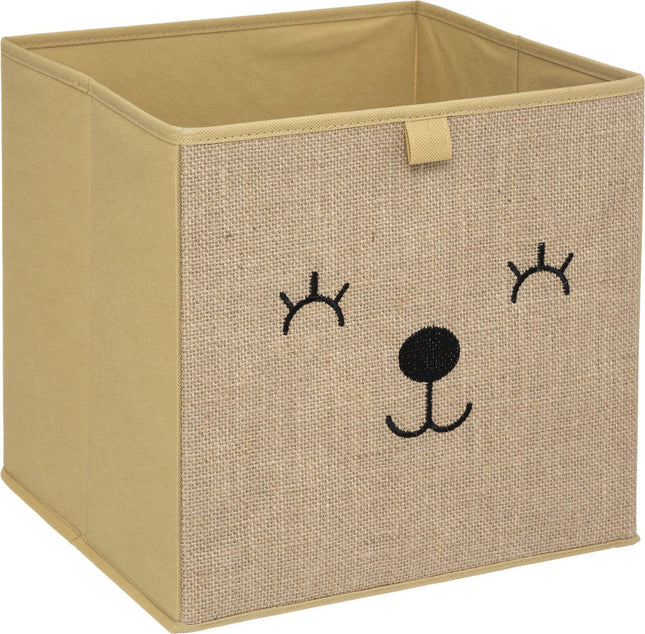 Atmosphera Panier de rangement/bac de rangement ours - pour enfants - carton/plastique - marron - 30 x 30 cm