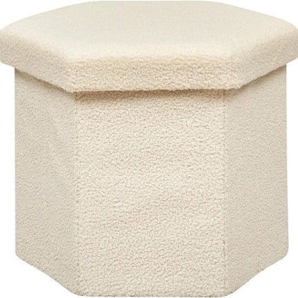 Atmosphera Pouf/tabouret/coffre Jako - Pliable/Boîte de rangement 60L - blanc ivoire - D40 x H38 cm - MDF/polyester
