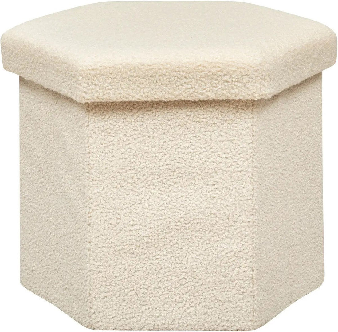 Atmosphera Poef / krukje / Hocker Jako - Opvouwbaar / Opslag box 60L - ivoor wit - D40 x H38 cm - MDF / polyester