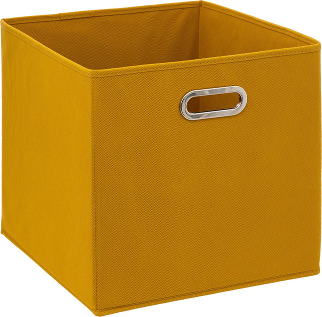 5Five Panier de rangement/panier de placard - Jaune - 31 x 31 x 31 cm - 29 litres - Paniers de rangement pour casiers - Tissu avec fond renforcé - Pliable