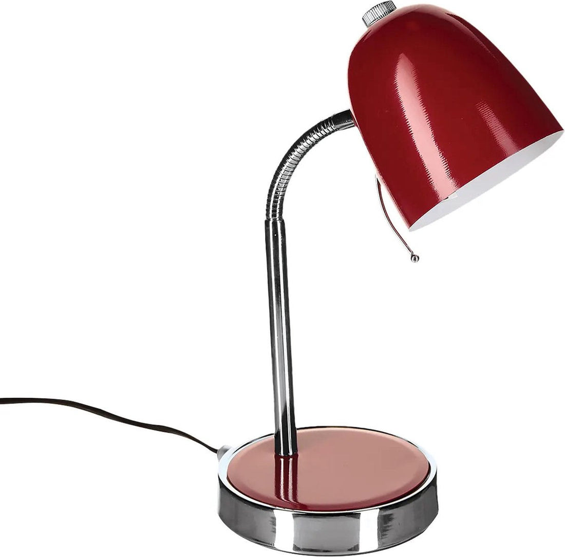 Atmosphera Tafellamp/bureaulampje Design Light - metaal - rood/zilver - H35 cm- Leeslampje
