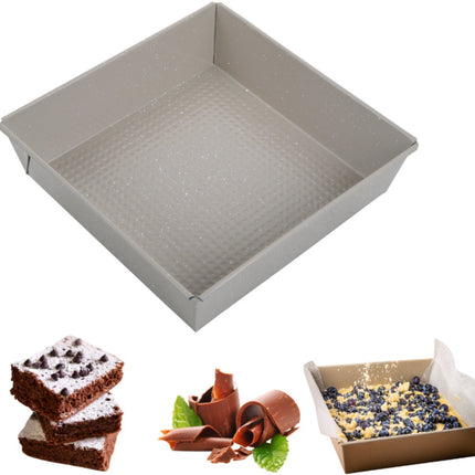 KINGHoff KH-1974 Moule à gâteau carré 24x24x6 cm - Moule à brownies, cheesecakes et gratins - Revêtement antiadhésif - Résistant au four jusqu'à 220°C - Beige