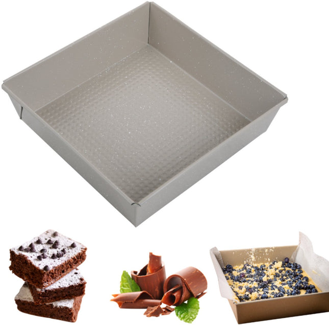 KINGHoff KH-1974 Moule à gâteau carré 24x24x6 cm - Moule à brownies, cheesecakes et gratins - Revêtement antiadhésif - Résistant au four jusqu'à 220°C - Beige