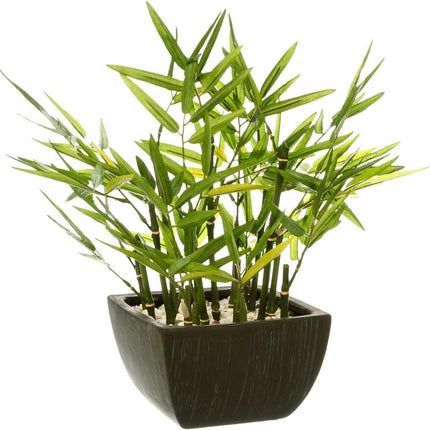 Atmosphera - Plante Artificielle Bambou avec Pot - 35x33x33cm - Vert/Noir