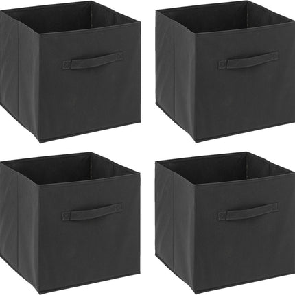 5Five Panier de rangement/panier de meuble - 4x - Gris foncé - 31 x 31 x 31 cm - 29 litres - Paniers de rangement à étagères - Tissu avec fond renforcé - Pliable