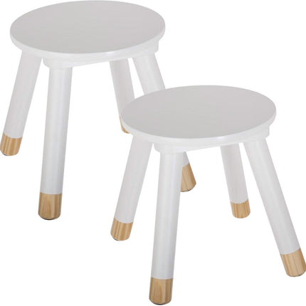 Atmosphera Tabouret pour enfant - 2x - blanc ivoire - bois - D24 x H27 cm - tabourets d'appoint/escabeaux