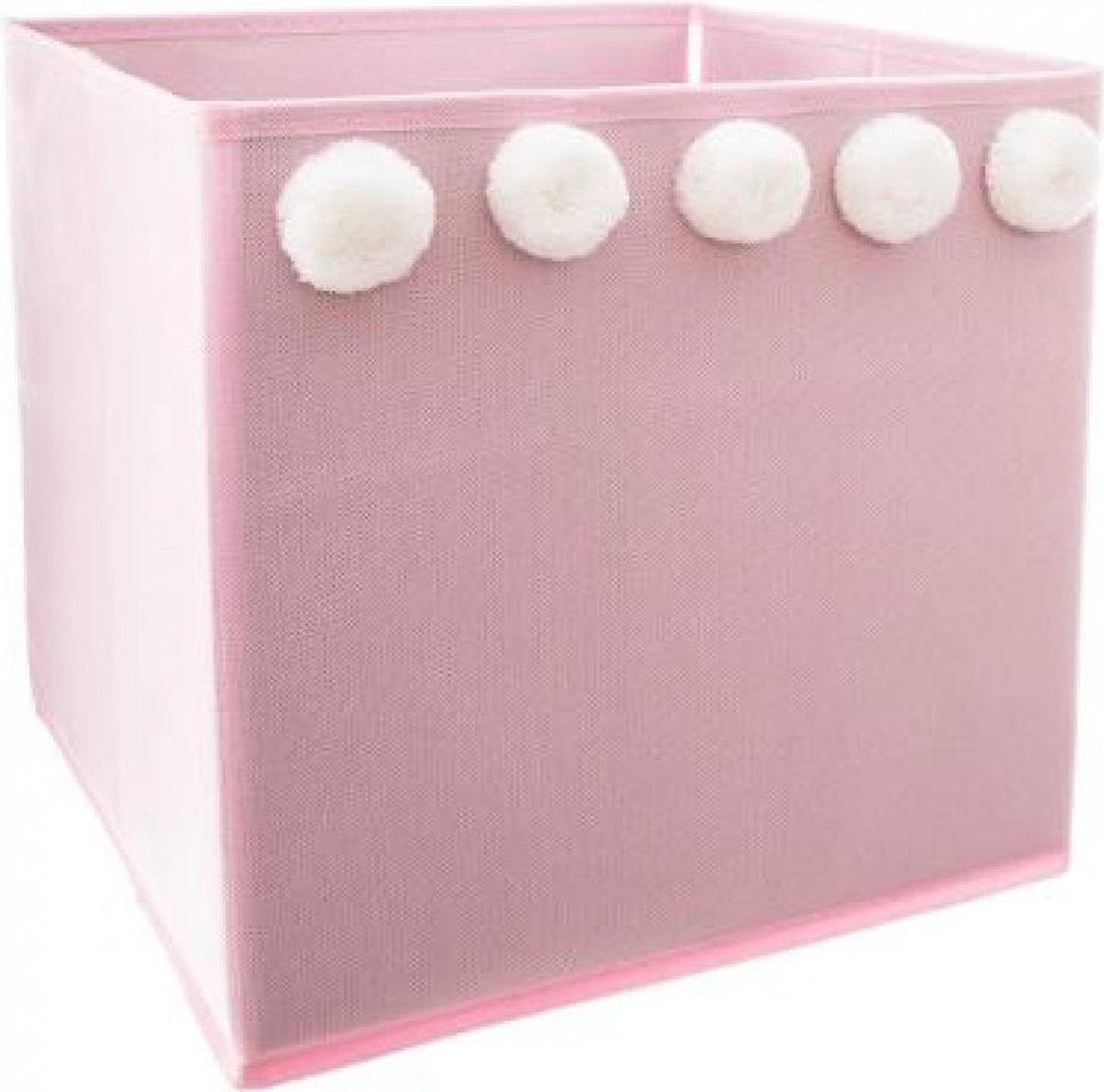 Aufbewahrungsbox Quadratisch - Pompom, Rosa - (29 x 29 x 29 cm)