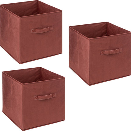 5Five Panier de rangement/panier de placard - 3x - Rouge Bordeaux - 31 x 31 x 31 cm - 29 litres - Paniers pour étagères modulables - Tissu avec fond renforcé - Pliable