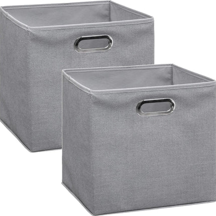 5Five Panier/bac de rangement gris - Lot de 2 - Lin - 29 litres - 31 x 31 x 31 cm - Boîte de rangement - Paniers pour étagères modulaires