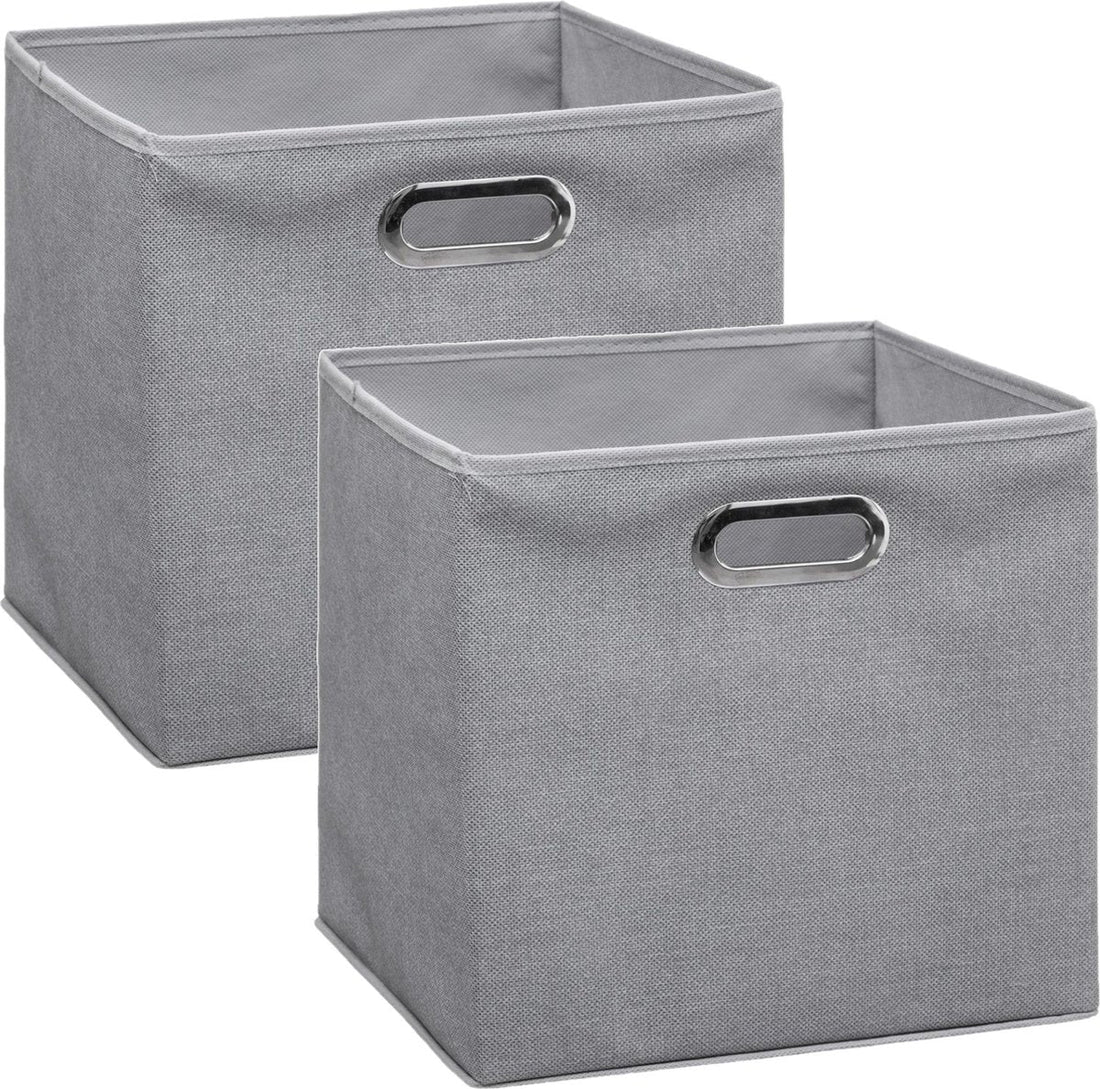 5Five Opbergmand / kastmand grijs - Set van 2x stuks - linnen - 29 liter - 31 x 31 x 31 cm - Opbergbox - Vakkenkast manden
