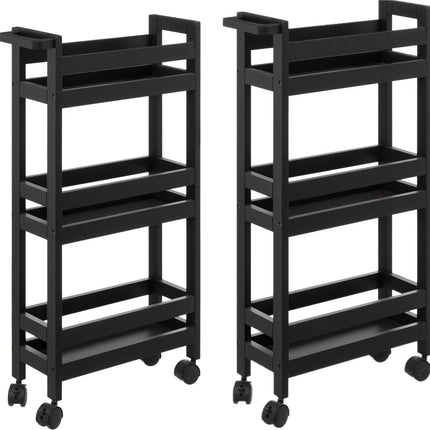 5Five Chariot de cuisine - 2x - 3 niveaux - noir - P15 x L40 x H75 cm