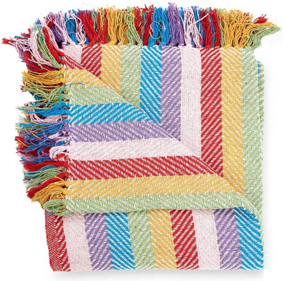 Giftdecor Throw / sofa blanket Hamam - 125 x 150 cm - bedspread - striped pattern - multifunctional blanket