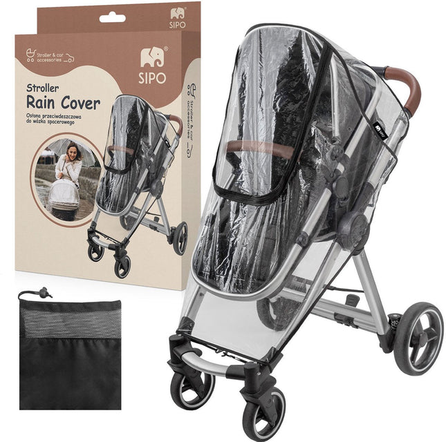 SIPO Housse de Pluie pour Poussettes - Housse de Protection Imperméable 3-en-1 contre la Pluie, la Neige et le Vent - Transparente - Modèle Universel pour la Plupart des Poussettes Urbaines et Landau - Housse Vent Poussette - Housse Pluie