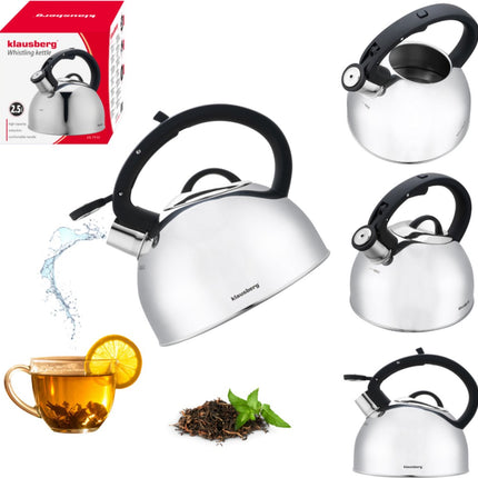 Klausberg 7910 - Bouilloire sifflante - 2,5 litres - Acier inoxydable - Argent