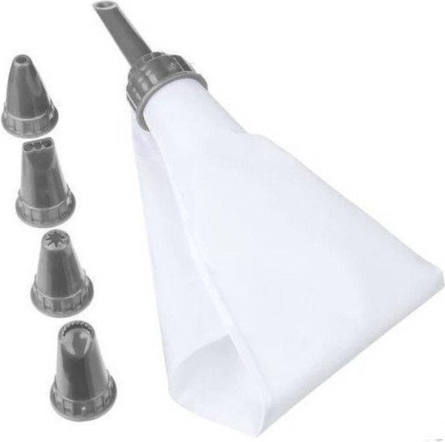 Cake Decorating Set Frosting Icing Piping Bag Tips with 5 nozzles. Reusable & Washable.