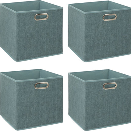 5Five Panier/bac de rangement – 4x – Bleu Glace – 31 x 31 x 31 cm – 29 litres – Paniers de rangement – Tissu avec fond renforcé – Pliable