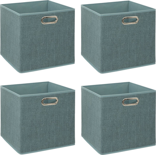 5Five Panier/bac de rangement – 4x – Bleu Glace – 31 x 31 x 31 cm – 29 litres – Paniers de rangement – Tissu avec fond renforcé – Pliable