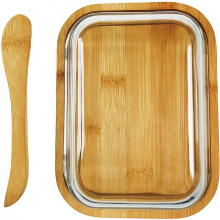 Kassel 93564 - Beurrier - bambou et verre - avec couteau en bambou