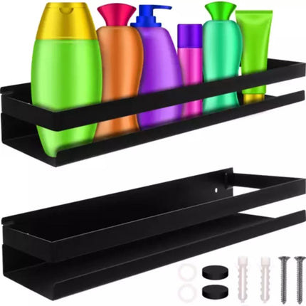 Ruhhy Étagère murale - noire - acier inoxydable - L50 cm - flottante - industrielle - pour salle de bain ou cuisine