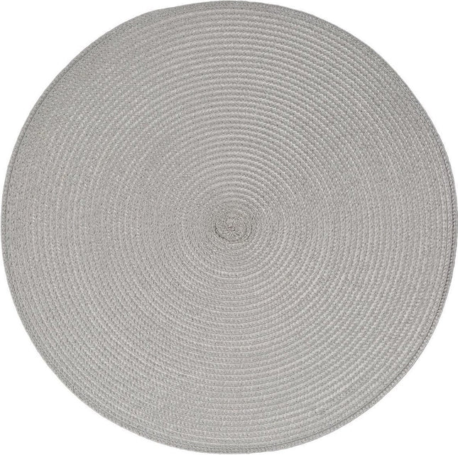 Set de table rond Secret de Gourmet - gris clair - plastique tressé - Diamètre 38 cm - Dessous de plat