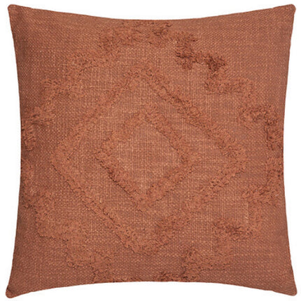 Coussin Inca Terre Cuite 40x40 cm - Coussin Tufté Mélange Coton - Avec Fermeture Éclair - Coussin Décoratif