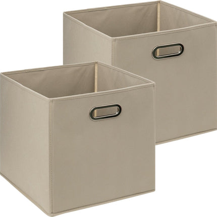 5Five Panier de rangement / panier de placard - 2x - Taupe - 31 x 31 x 31 cm - 29 litres - Paniers pour étagères - Tissu avec fond renforcé - Pliable