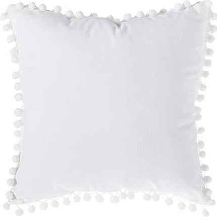 Coussin décoratif Ellis - Blanc - Coussin avec pompons/glands - 40x40 cm