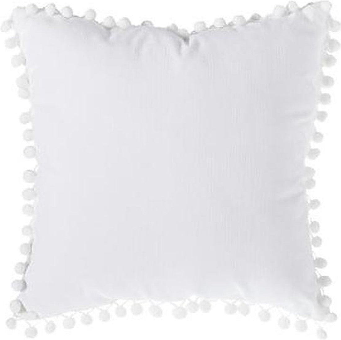 Decorative cushion Ellis - White - Decorative cushion with pom-poms / tassels - 40 x 40 cm