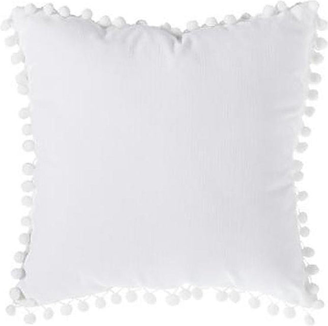 Coussin décoratif Ellis - Blanc - Coussin avec pompons/glands - 40x40 cm