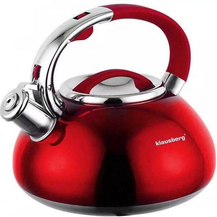 Klausberg KB-7076 bouilloire sifflante - 3L - acier inoxydable - toutes sources de chaleur - Rouge