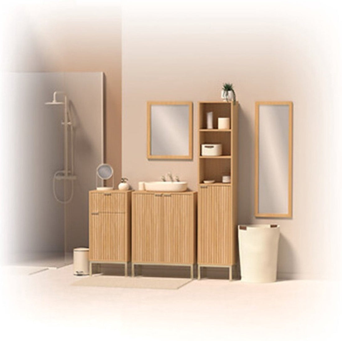 5Five Make-up spiegel met standaard - 18 x 26 cm - metaal - ivoor wit - badkamer / kaptafel - draaibaar