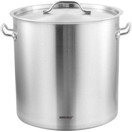 KINGHoff Faitout 45 cm Ø, 71 Litres - Cocotte Professionnelle en Acier Inoxydable pour Cuisines Collectives - Compatible toutes sources de chaleur y compris induction