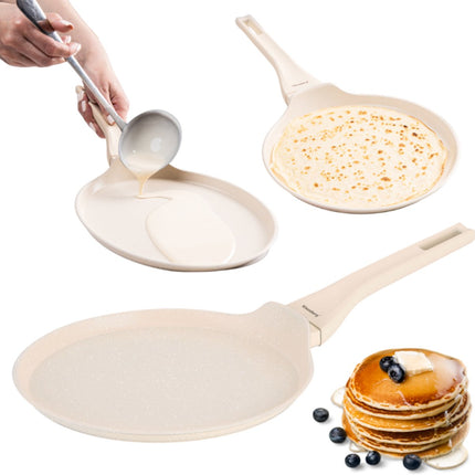 Klausberg KB-7958 Crêpière 24 cm | Revêtement antiadhésif en marbre | Compatible induction | Crème | Poêle à crêpes