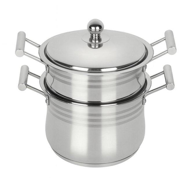 Hakal Couscoussière 12 litres - Marmite Inox pour Induction - Sans PFOA - Compatible Tous Feux - Couscoussier - Cuiseur Vapeur