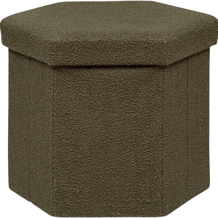 Atmosphera Pouf/tabouret/coffre de rangement Jako - Pliant/boîte de rangement 60L - Vert olive - D40 x H38 cm - MDF/polyester