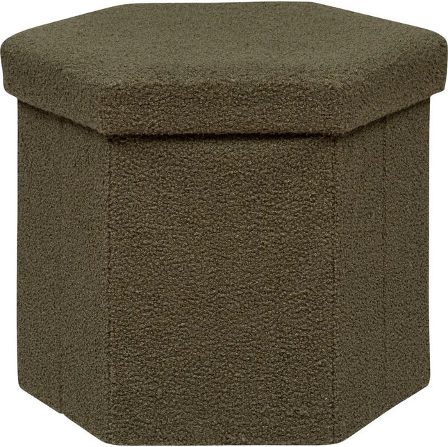 Atmosphera Pouf/tabouret/coffre de rangement Jako - Pliant/boîte de rangement 60L - Vert olive - D40 x H38 cm - MDF/polyester