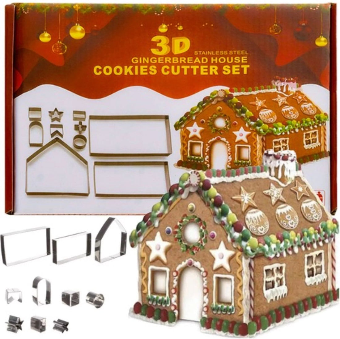 Ruhhy 10-Piece Cookie Cutter Set - Make Your Own Gingerbread House