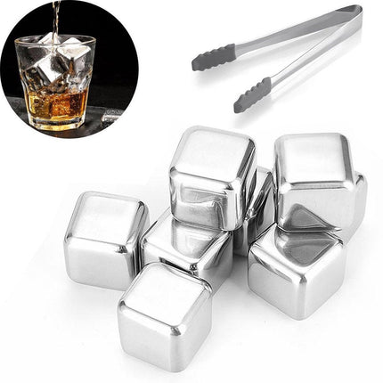 Whiskeystones - RVS ijsblokjes - set van 8 - whiskey whiskeystones en likeur - ijsblokjes staal