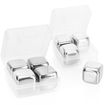 8 x metalen ijsblokjes, vaatwasmachinebestendig, premium metalen ijsblokjes voor sterke dranken, koelstenen voor whiskey, wijn en gin van roestvrij staal (08 stuks)